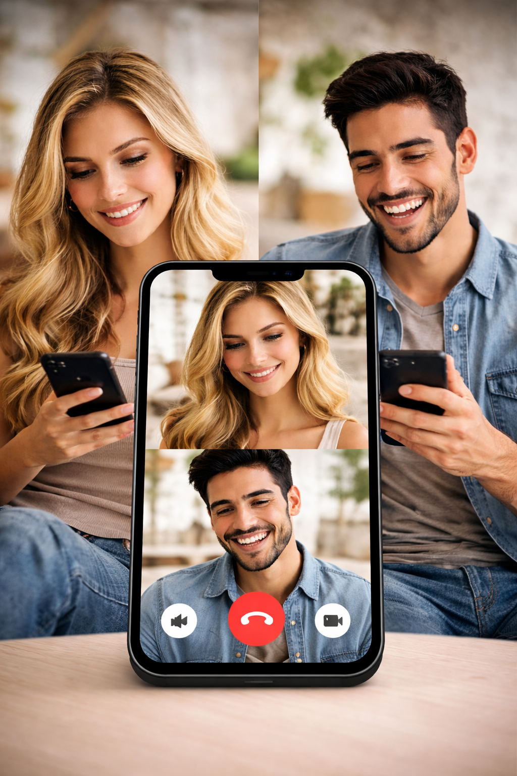 Guy and girl video chatting on Chat to Strangers